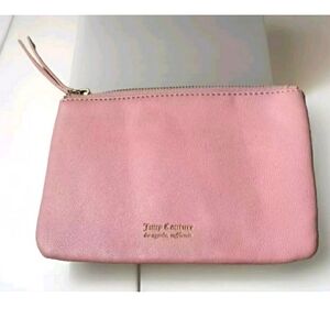 Vintage Juicy Couture Gold Embossed Los Angeles Pink Soft Pebble Leather Pouch